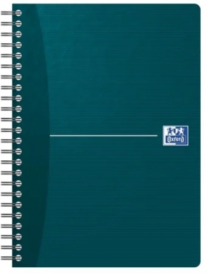 Caiet organizator Oxford Office Essentials, A5 90 file, spira dubla, coperta plastifiata flexibila, PEFC, Ecolabel, margine dubla si antet, dictando, diverse culori